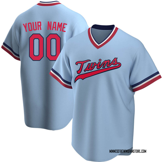 Men's Custom Minnesota Twins Replica Light Blue Road Cooperstown